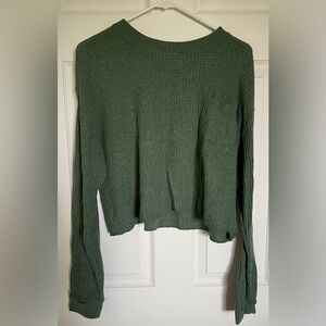 Green Ribbed Knit Sweater